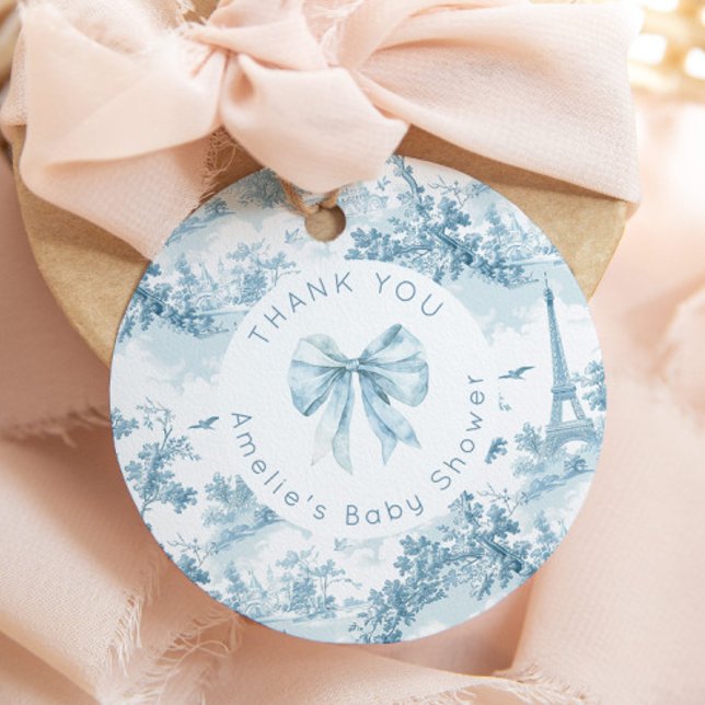 Étiquettes Cadeau Toile de Jouy Bonjour Bebe Merci (Créateur téléchargé)