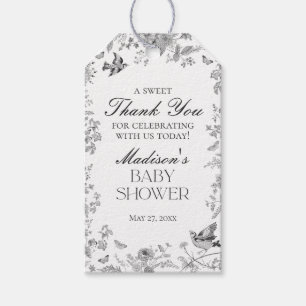 Étiquettes-cadeau Toile Noire De Jouy Baby shower Floral Faveurs