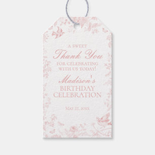 Étiquettes-cadeau Toile Rose De Jouy Fleurs Fête Anniversaire Favori