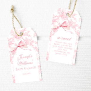 Étiquettes-cadeau Toile rose Floral Baby Girl Douche Merci