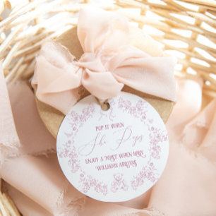 Étiquettes Cadeau Toile rose Floral Bow Teddy Baby shower Ours