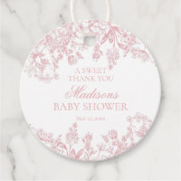 Toile rose Jouy Vintage Baby shower floral Cercle