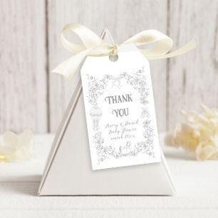 Étiquettes-cadeau Toile Whimsical Floral Bow Bear Baby shower
