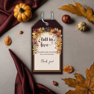 Étiquettes-cadeau Tomber Amoureux Avec Bébé Automne Feuilles Douche