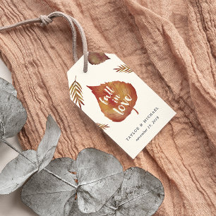 Étiquettes-cadeau Tomber dans l'amour   L'automne laisse la faveur d