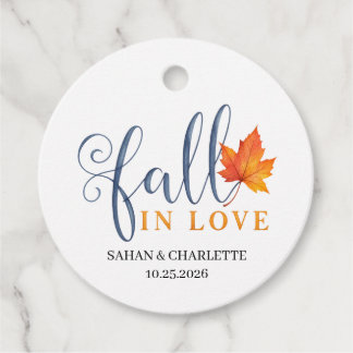 Étiquettes Cadeau Tombez amoureux, Cadeau de mariage d'automne, étiq