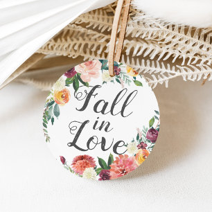 Étiquettes Cadeau Tombez amoureux Mariage rustique burgundy Floral