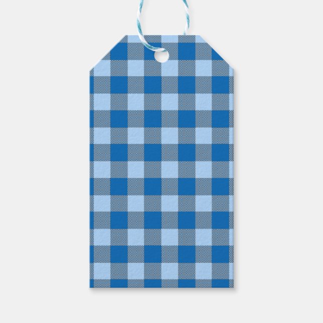 ÉTIQUETTES-CADEAU TONS DE MOTIF BLEU PLAID (Devant)