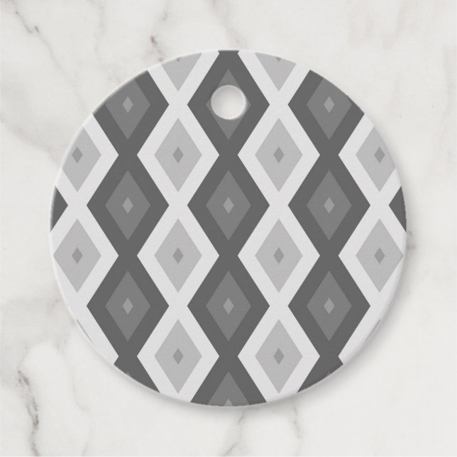 Étiquettes Cadeau Tons de motif de diamant gris (Devant)