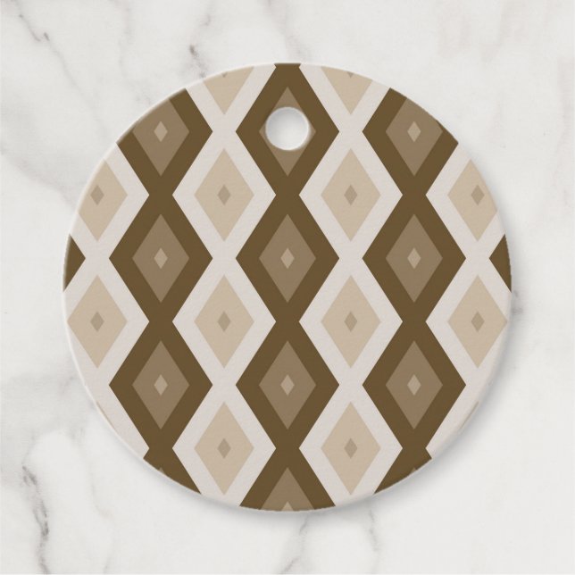Étiquettes Cadeau Tons de motif diamant brun (Devant)