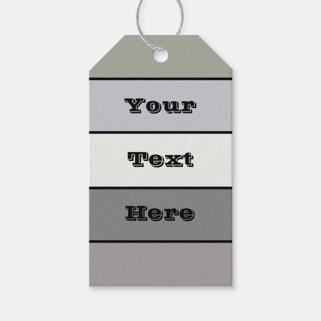 Étiquettes-cadeau Tons Gris Avec Bandes Noires Sur Papier Aquarelle (Devant)