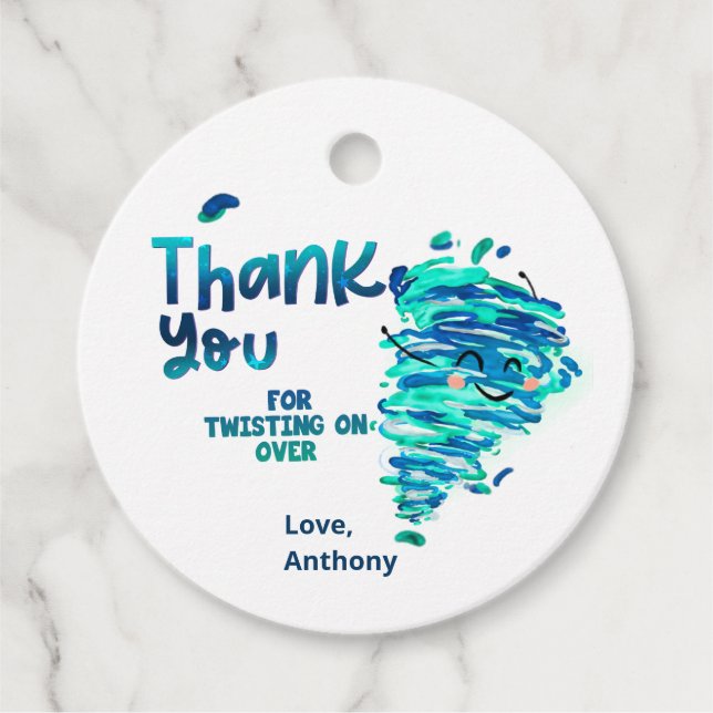 Étiquettes Cadeau tornado merci tag (Devant)