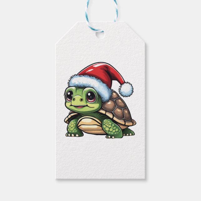 Étiquettes-cadeau Tortue de Noël (Devant)