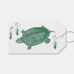 Étiquettes-cadeau Tortue marine verte