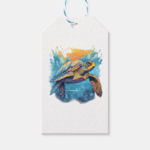 Étiquettes-cadeau Tortue sous-marine sereine Copie