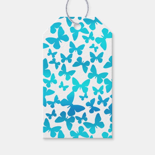 Étiquettes-cadeau Toss papillon (Turquoise) (Devant)