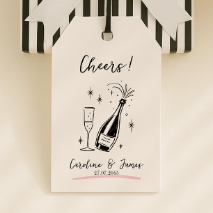 Étiquettes-cadeau Tost Champagne Dessiné à la Main de Manière Fantai