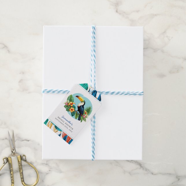 Étiquettes-cadeau Toucan Réception de Mariage Été Forêt Tropicale (Avec de laficelle)