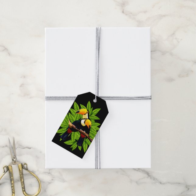 Étiquettes-cadeau Toucans exotiques (Avec de la ficelle)