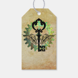 Étiquettes-cadeau Touche aile Steampunk et conception de roulette Co