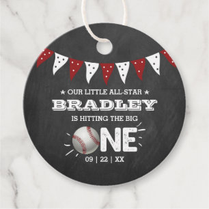 Étiquettes Cadeau Toucher Le Grand Baseball 1er anniversaire