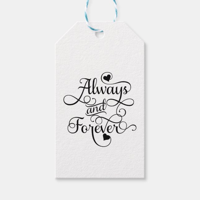 Étiquettes-cadeau Toujours et pour toujours, Mariage ou Saint Valent (Devant)
