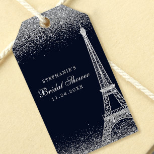 Étiquettes-cadeau Tour Eiffel de Paris Mariage Étincelle Argentée