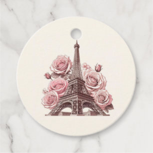 Étiquettes Cadeau Tour Eiffel de Paris & Roses Roses