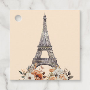 Étiquettes Cadeau Tour Eiffel Paris Beau Mariage Floral Fête