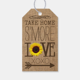 Étiquettes-cadeau Tournesol et Burlap Ramenez à la maison S'More Lov