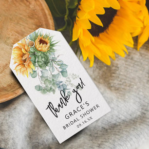 Étiquettes-cadeau Tournesol Eucalyptus Fête des mariées verte Favori