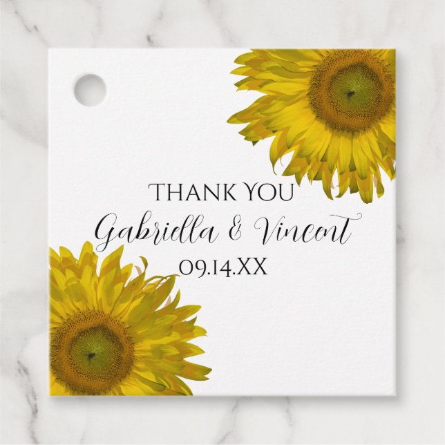 Étiquettes Cadeau Tournesol jaune (Devant)