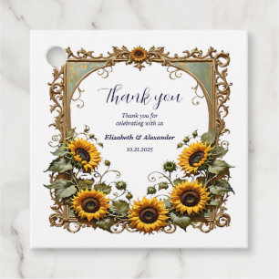 Étiquettes Cadeau Tournesol jaune joli avec cadre artistique de mari