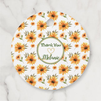Étiquettes Cadeau Tournesol sauvage jaune verdure nom merci