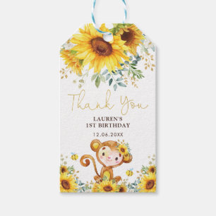 Étiquettes-cadeau Tournesol Vibrant Cheeky Baby Singe Sauvage Annive