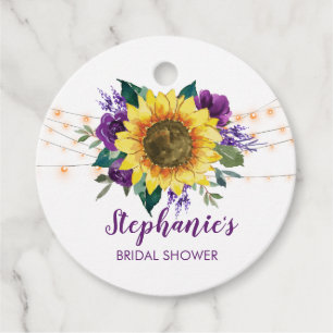 Étiquettes Cadeau Tournesol violet Merci Floral Fête des mariées