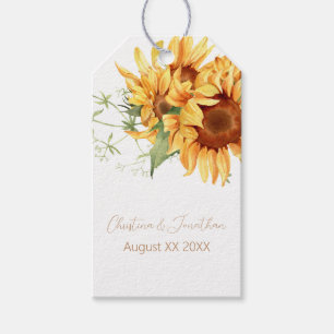 Étiquettes-cadeau Tournesols aquarelle romantiques