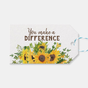 Étiquettes-cadeau Tournesols avec vous faites une citation différent