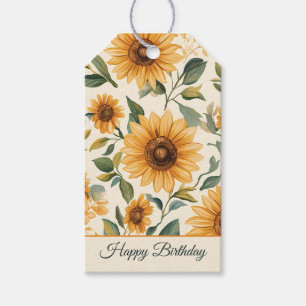 Étiquettes-cadeau Tournesols floraux jaunes