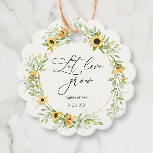 Étiquettes Cadeau Tournesols Laissez l'amour s'épanouir Plante Étiqu (Devant)