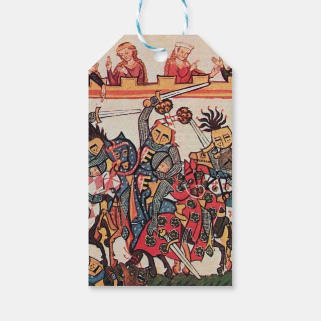ÉTIQUETTES-CADEAU TOURNOI MÉDIÉVAL, COMBATTRE DES CHEVALIERS ET DES  (Dos)