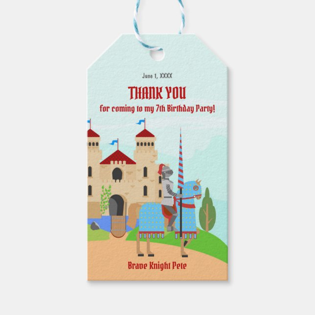 Étiquettes-cadeau Tournoi médiéval des chevaliers fête d'anniversair (Devant)