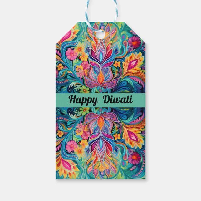 Étiquettes-cadeau Tourquoise Diwali Dreamscape (Devant)