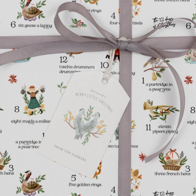 Étiquettes-cadeau Tourterelles | 12 Jour de Noël (Créateur téléchargé)