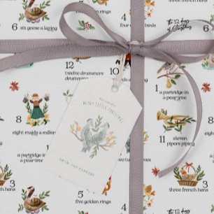 Étiquettes-cadeau Tourterelles 12 Jours de Noël
