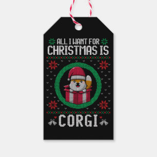 Étiquettes-cadeau Tout ce que je veux pour Noël est Corgi mignon
