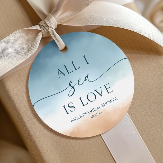 Étiquettes Cadeau Tout ce que je vois est amour Océan Plage Rivage S (Créateur téléchargé)