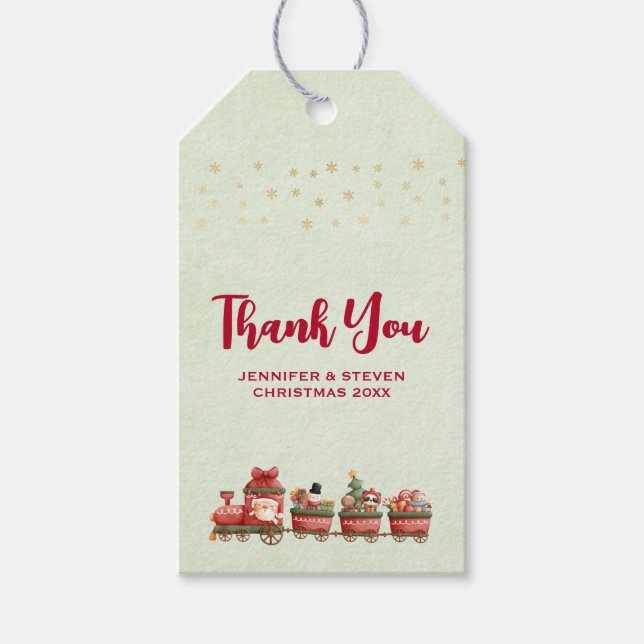 Étiquettes-cadeau Train de Noël Vintage avec jouets (Devant)