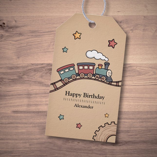 Étiquettes-cadeau Train en bois (Wooden Train Gift Tags)