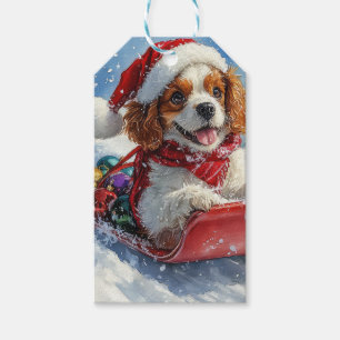 Étiquettes-cadeau Traîneau à chiens Cavalier King Charles Spaniel No